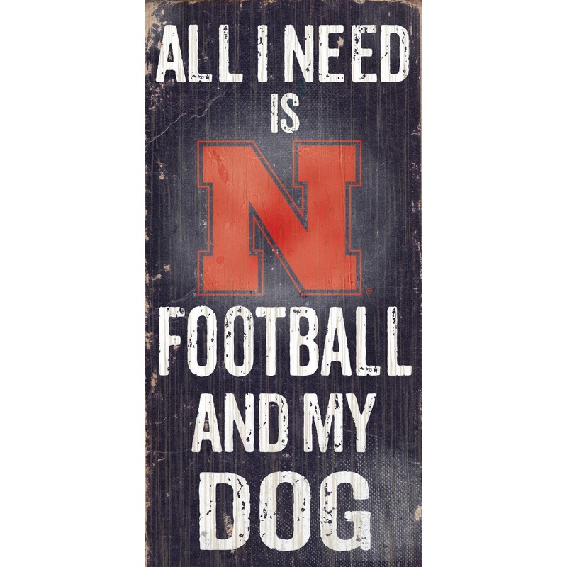 Fan Creations Nebraska Cornhuskers Football and Dog Wood Sign 6×12