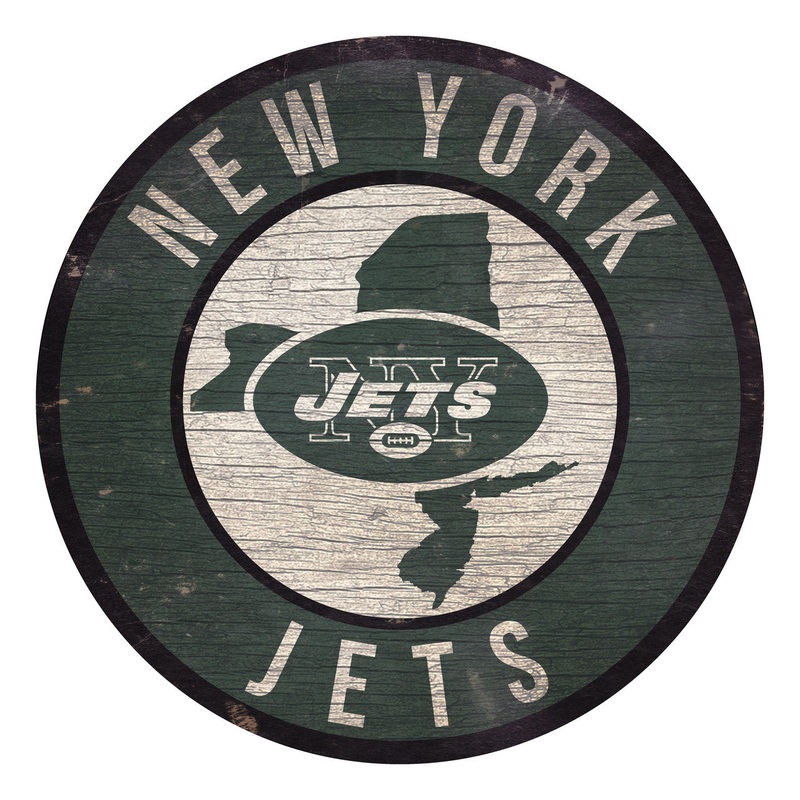 Fan Creations New York Jets 12 Inch Round State Design Wood Sign