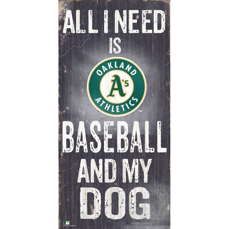 Fan Creations Oakland Athletics Baseball and Dog Wood Sign 6×12