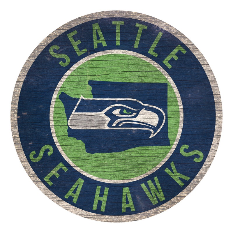 Fan Creations Seattle Seahawks 12 Inch Round State Design Wood Sign