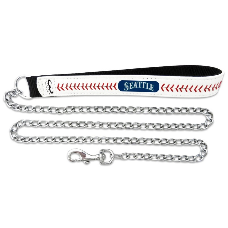 Gamewear Seattle Mariners Leather Chain Baseball Pet Leash Size Large