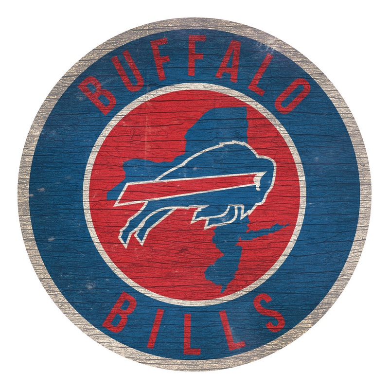 Fan Creations Buffalo Bills 12 Inch Round State Design Wood Sign