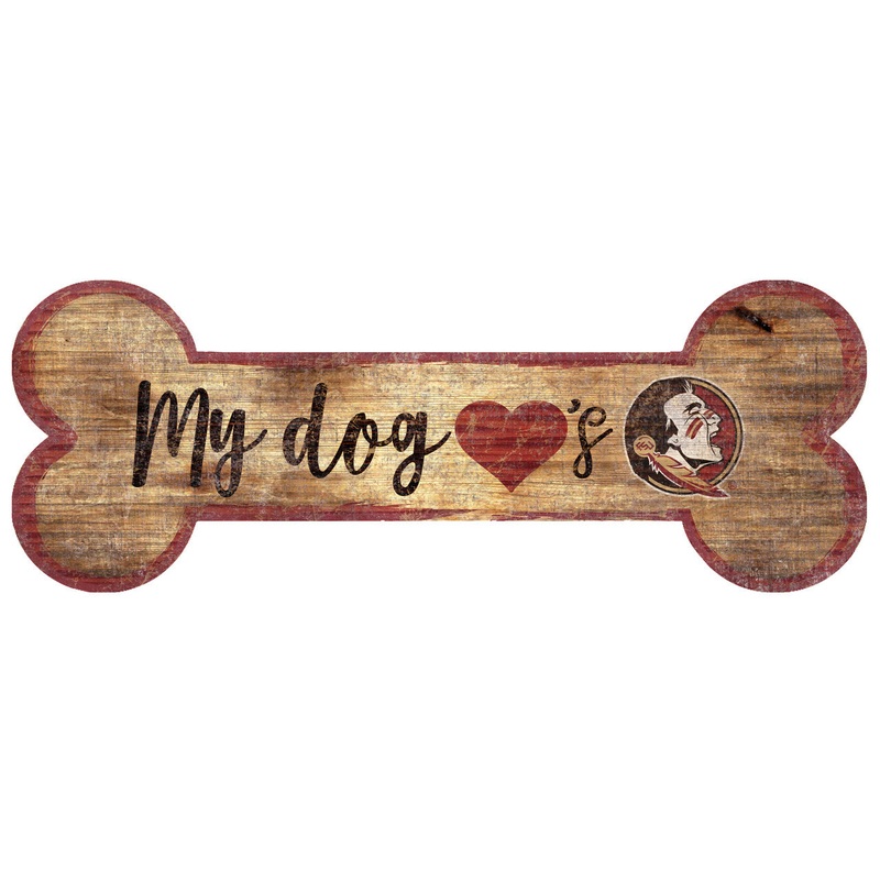 Fan Creations Florida State Seminoles Dog Bone Shape Wood Sign 6×12