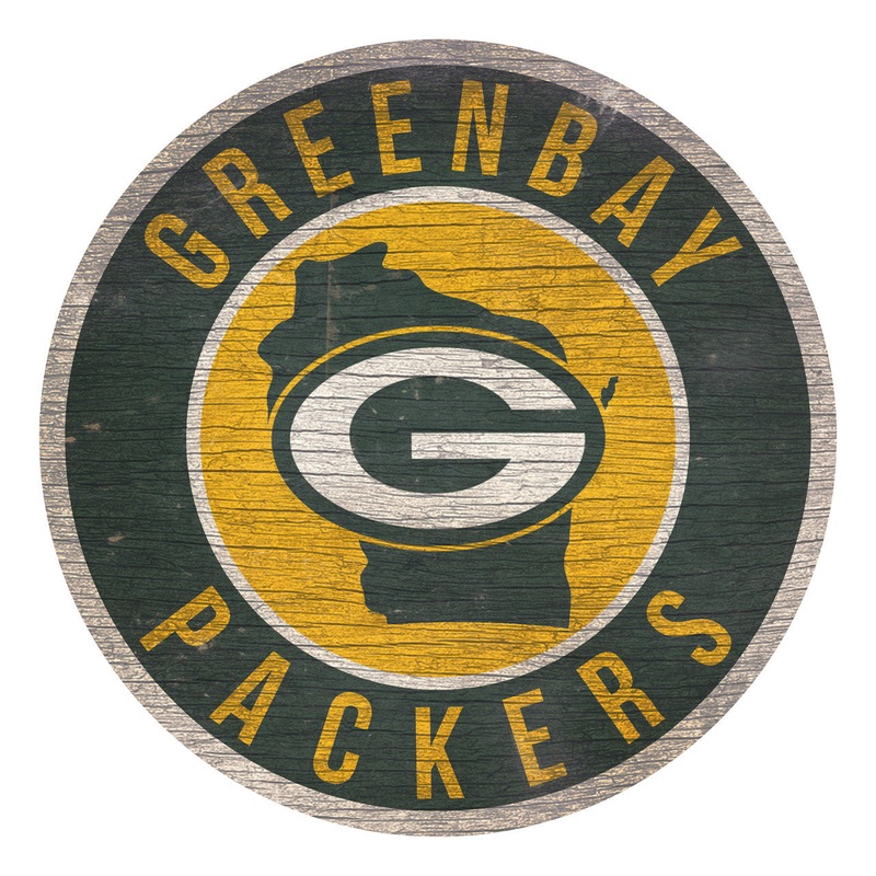Fan Creations Green Bay Packers 12 Inch Round State Design Wood Sign
