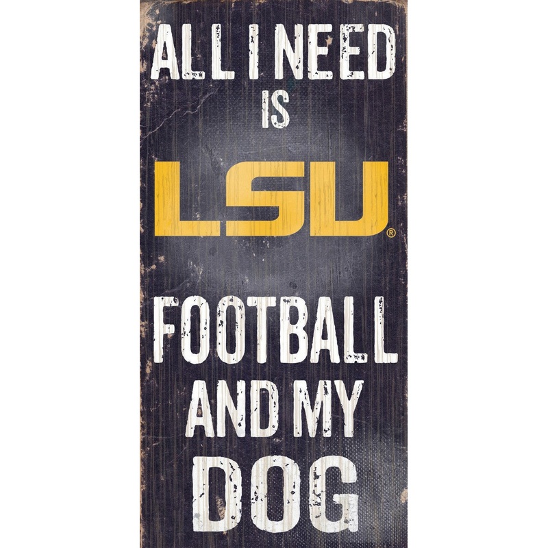 Fan Creations LSU Tigers Football and Dog Wood Sign 6×12
