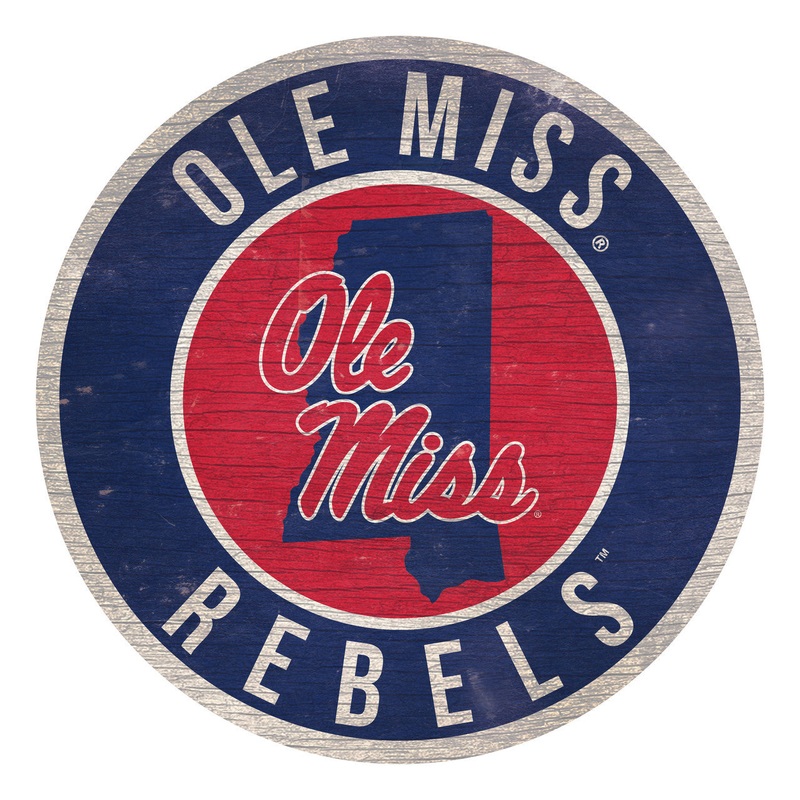 Fan Creations Mississippi Rebels 12 Inch Round State Design Wood Sign