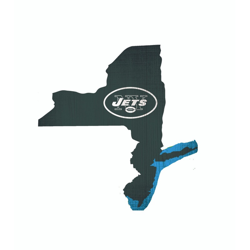 Fan Creations New York Jets 12 Inch Team Color State Shape Design Wood Sign