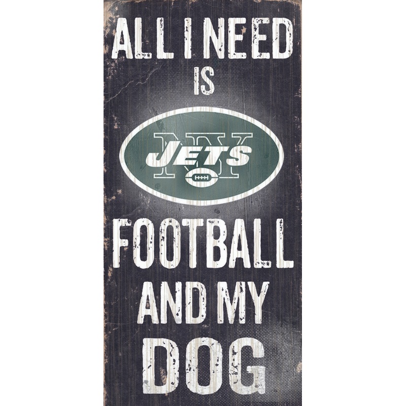 Fan Creations New York Jets Football and Dog Wood Sign 6×12