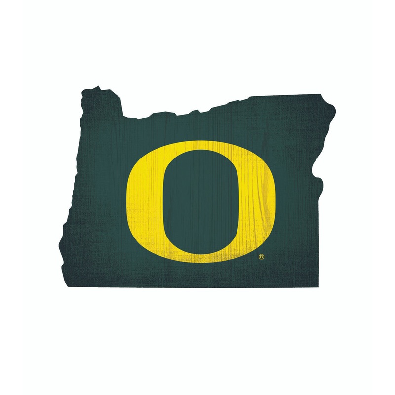 Fan Creations Oregon Ducks 12 Inch Team Color State Shape Design Wood Sign