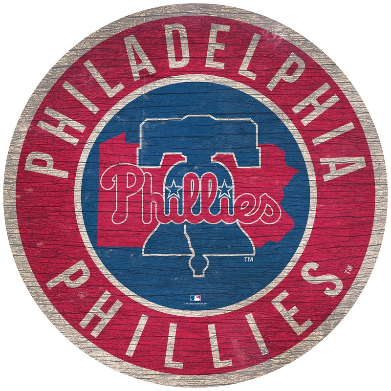 Fan Creations Philadelphia Phillies 12 Inch Round State Design Wood Sign
