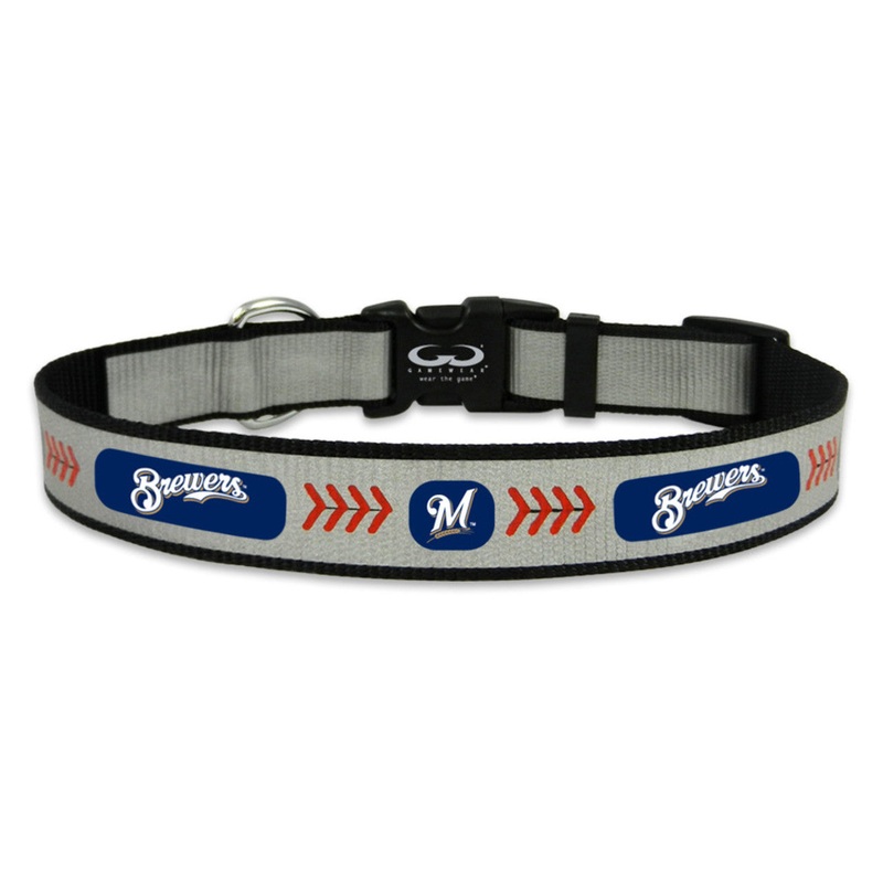 Gamewear Milwaukee Brewers Reflective Baseball Pet Collar Size Large