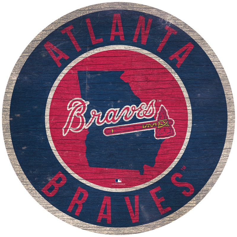 Fan Creations Atlanta Braves 12 Inch Round State Design Wood Sign