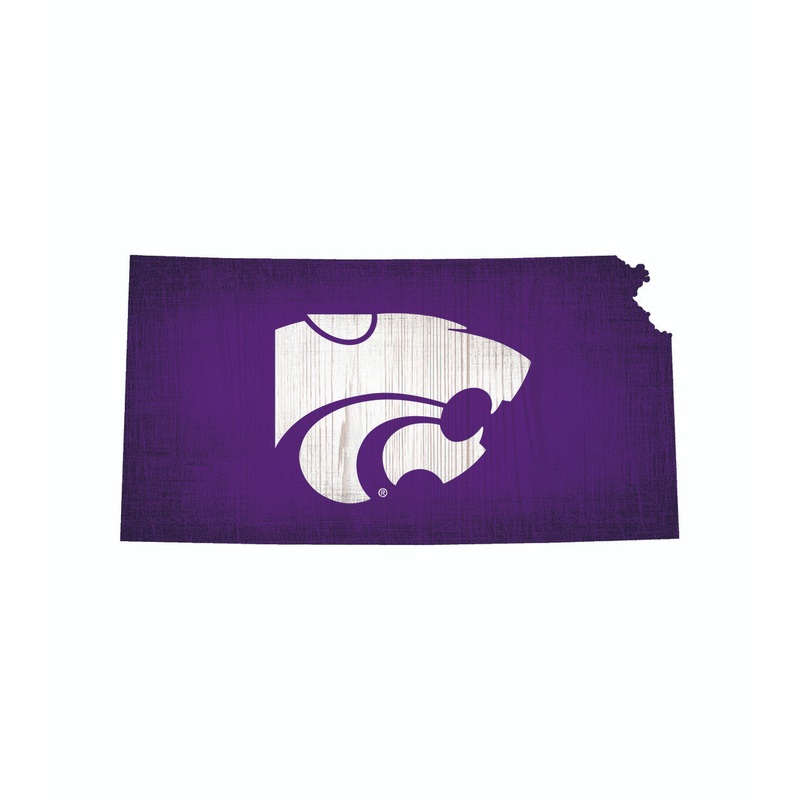Fan Creations Kansas State Wildcats 12 Inch Team Color State Shape Wood Sign
