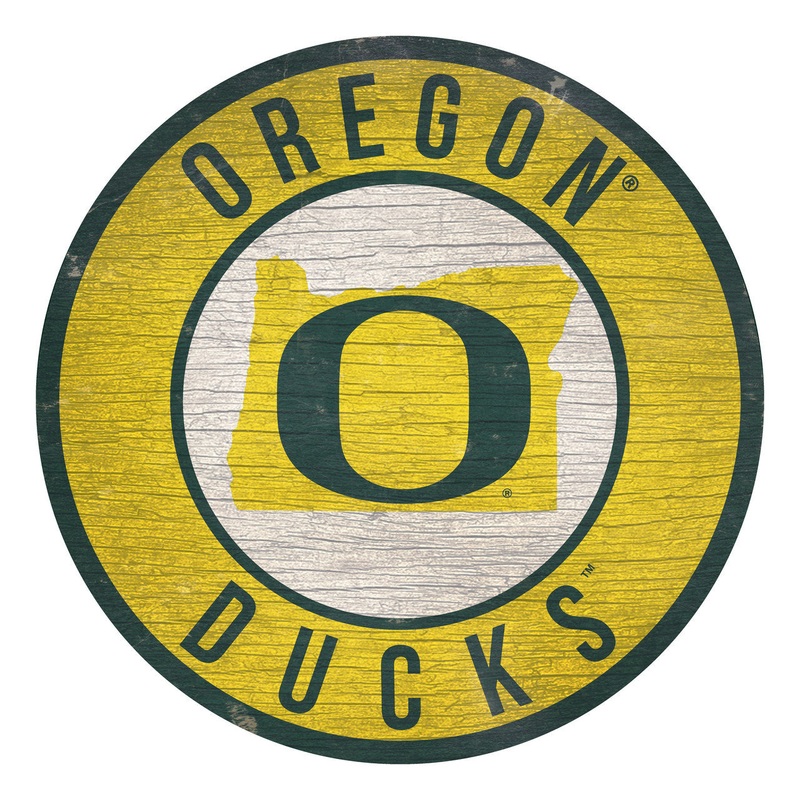Fan Creations Oregon Ducks 12 Inch Round State Design Sign Wood