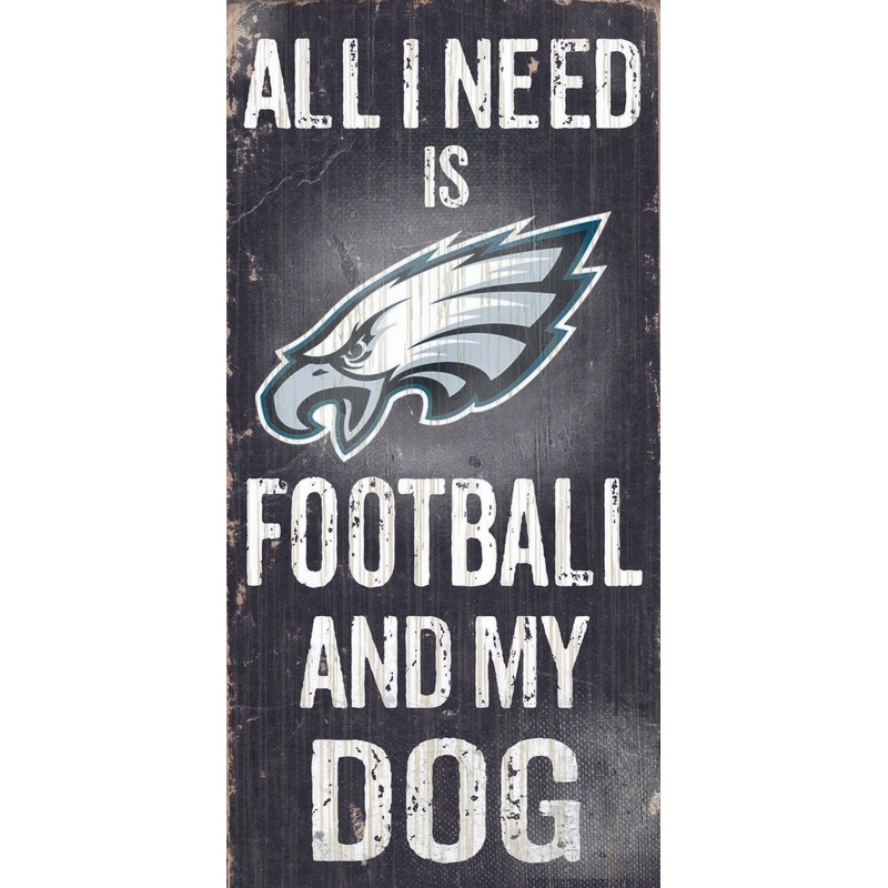 Fan Creations Philadelphia Eagles Football and Dog Wood Sign 6×12