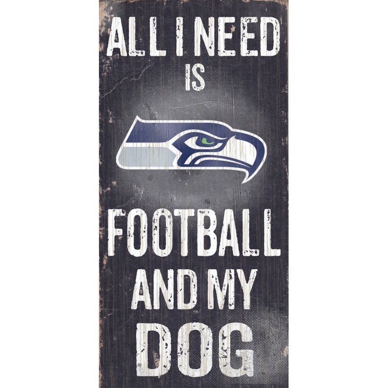 Fan Creations Seattle Seahawks Football and Dog Wood Sign 6×12