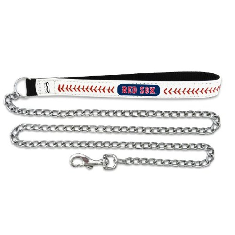 Gamewear Boston Red Sox Leather Chain Baseball Pet Leash Size Large