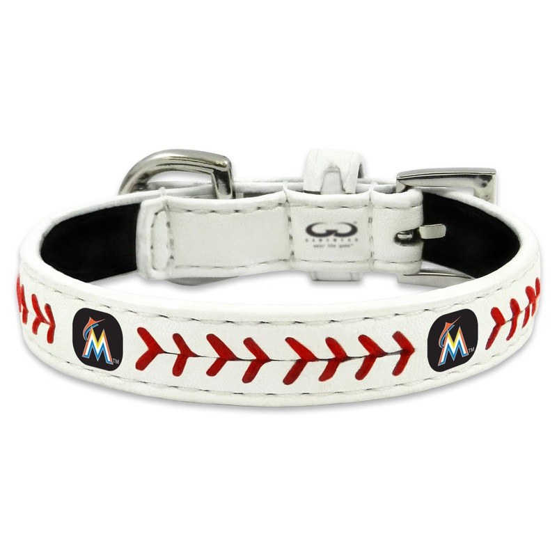 Gamewear Miami Marlins Classic Baseball Leather Pet Collar Size Toy