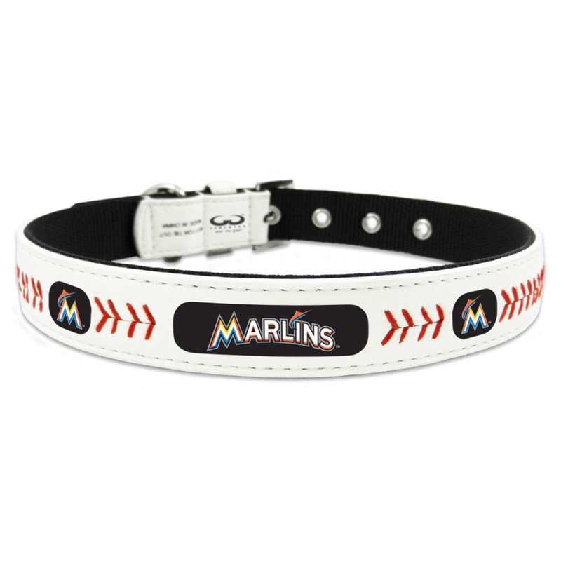 Gamewear Miami Marlins Classic Leather Baseball Pet Collar Size Small