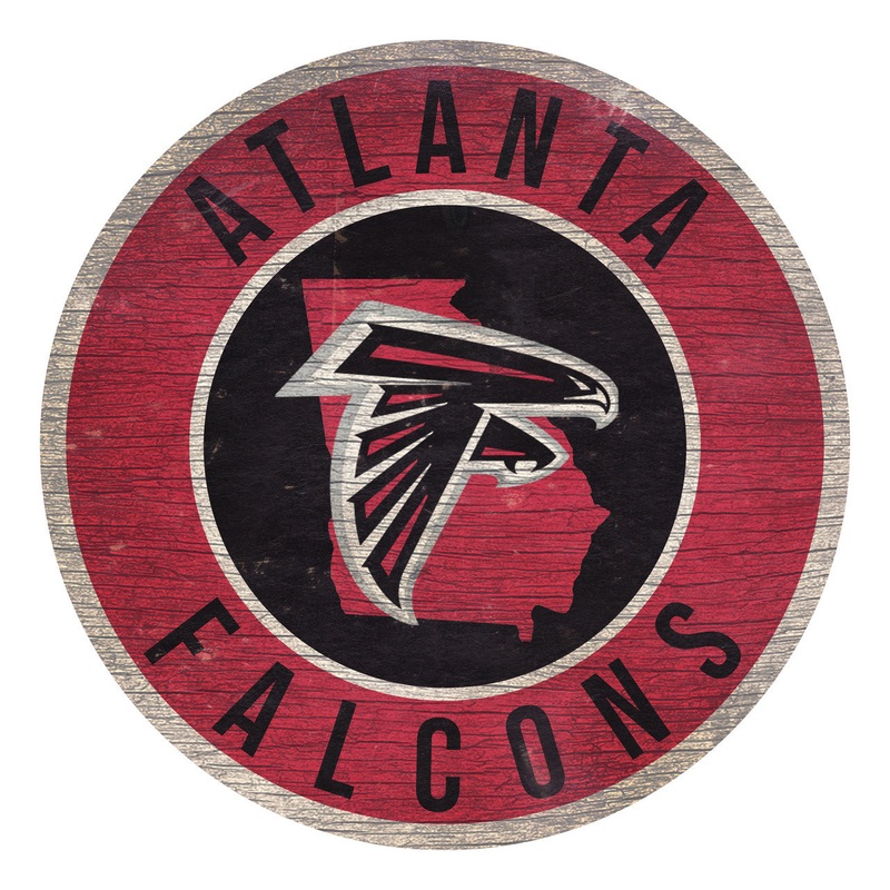 Fan Creations Atlanta Falcons 12 Inch Round State Design Wood Sign