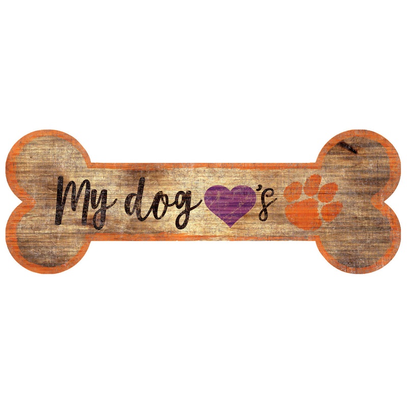 Fan Creations Clemson Tigers Dog Bone Shape Wood Sign 6×12