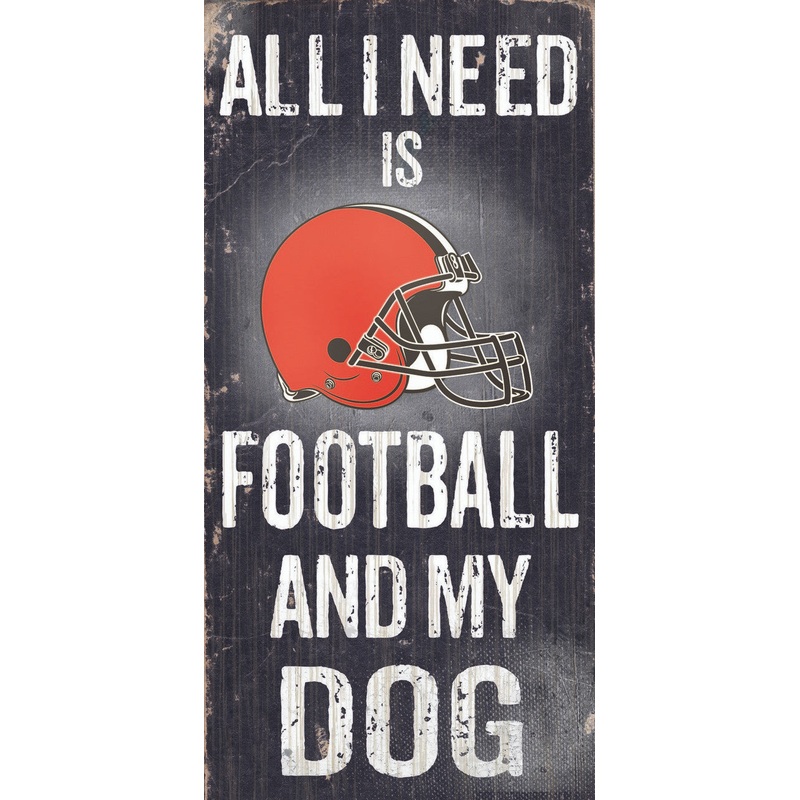 Fan Creations Cleveland Browns Football and Dog Wood Sign 6×12