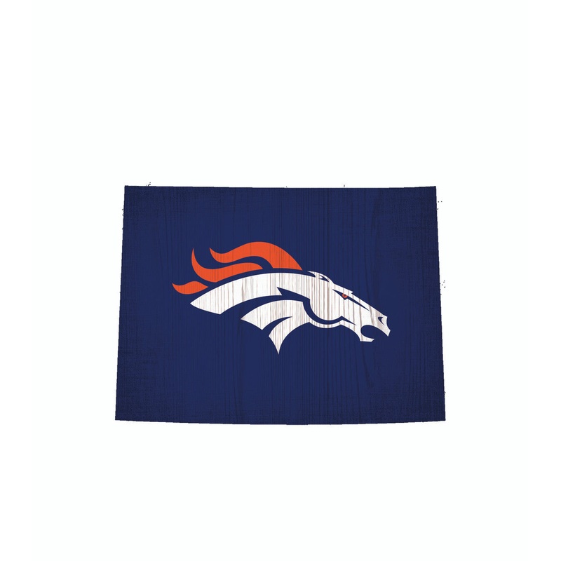 Fan Creations Denver Broncos 12 Inch Team Color State Shape Design Wood Sign