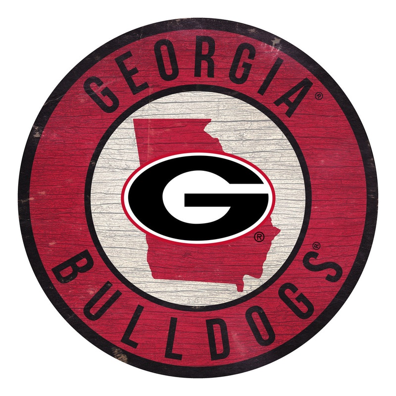 Fan Creations Georgia Bulldogs 12 Inch Round State Design Wood Sign