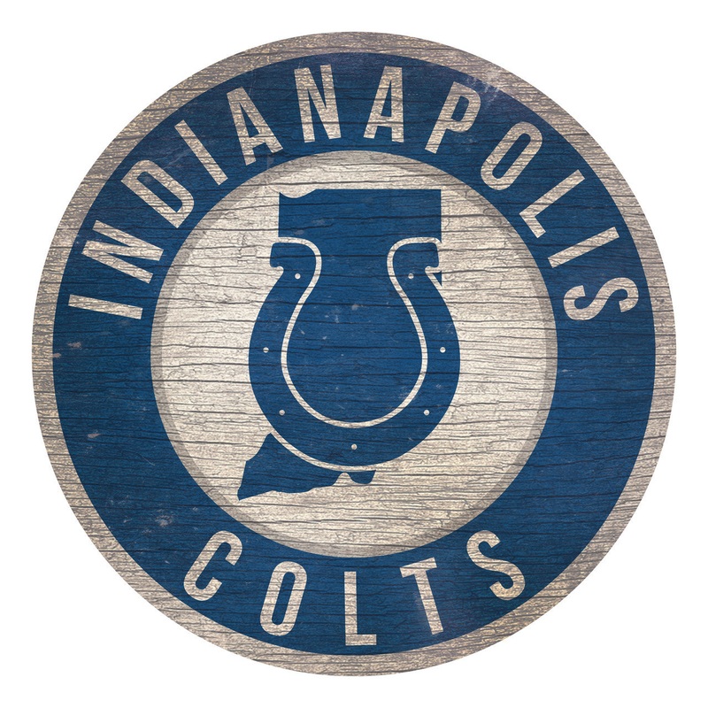 Fan Creations Indianapolis Colts 12 Inch Round State Design Wood Sign