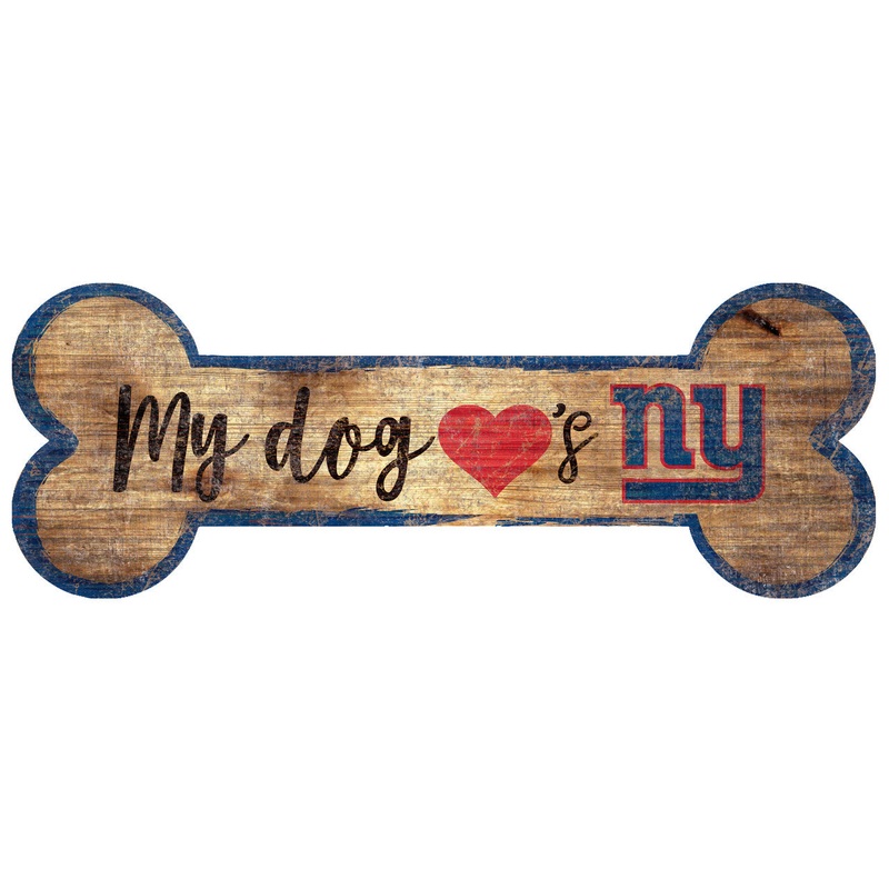 Fan Creations New York Giants Dog Bone Shape Wood Sign 6×12