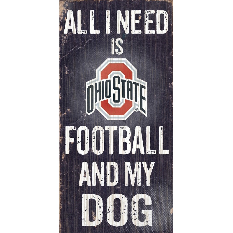 Fan Creations Ohio State Buckeyes Football and Dog Wood Sign 6×12