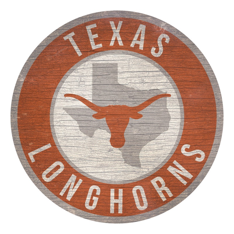 Fan Creations Texas Longhorns 12 Inch Round State Design Wood Sign