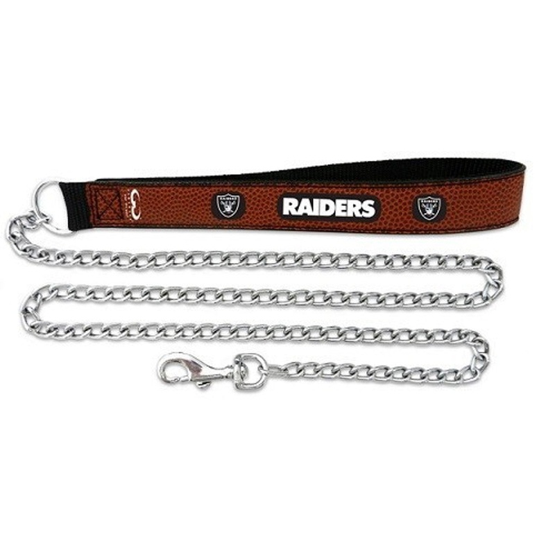 Gamewear Las Vegas Raiders Leather Chain Football Pet Leash Size Large