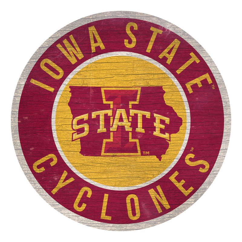 Fan Creations Iowa State Cyclones 12 Inch Round State Design Wood Sign