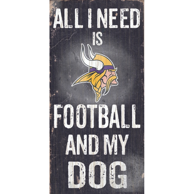 Fan Creations Minnesota Vikings Football and Dog Wood Sign 6×12