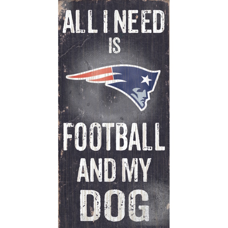 Fan Creations New England Patriots Football and Dog Wood Sign 6×12