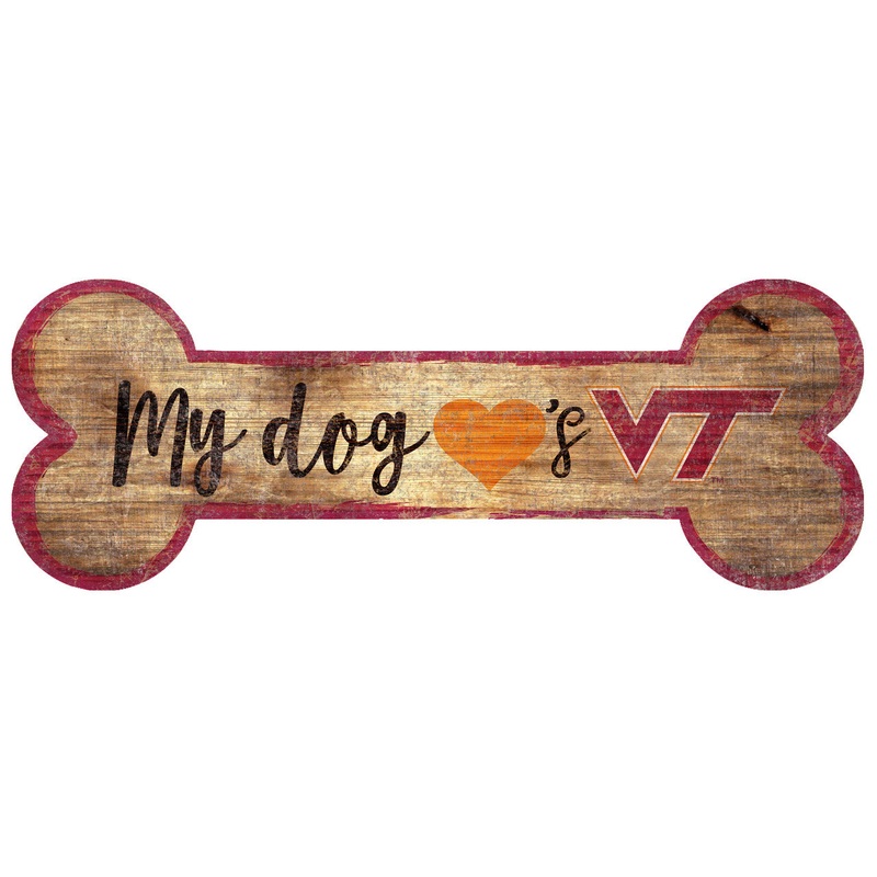 Fan Creations Virginia Tech Hokies Dog Bone Shape Wood Sign 6×12