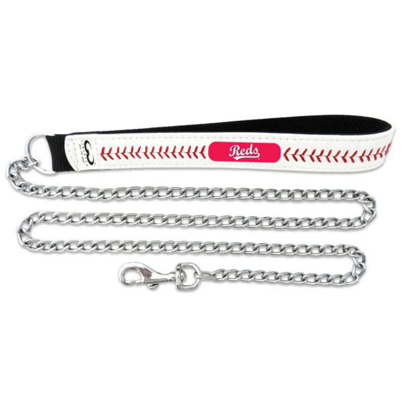 Gamewear Cincinnati Reds Leather Chain Baseball Pet Leash Size Large