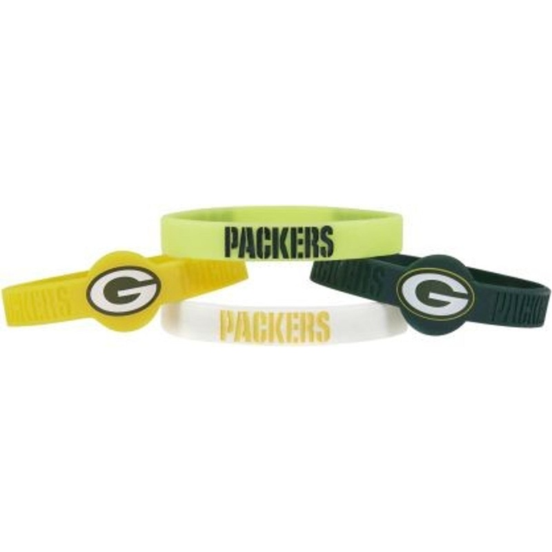 Aminco Green Bay Packers 4 Pack Silicone Football Bracelets