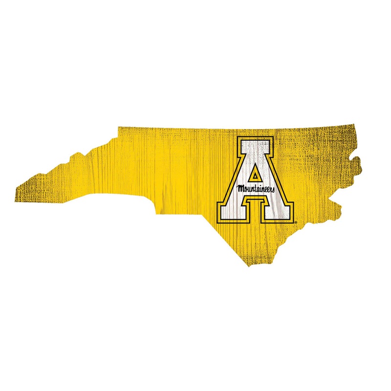Fan Creations Appalachian State Mountaineers 12 Inch Team Color State Shape Design Wood Sign