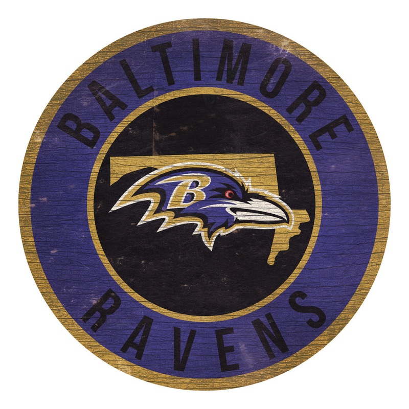 Fan Creations Baltimore Ravens 12 Inch Round State Design Wood Sign
