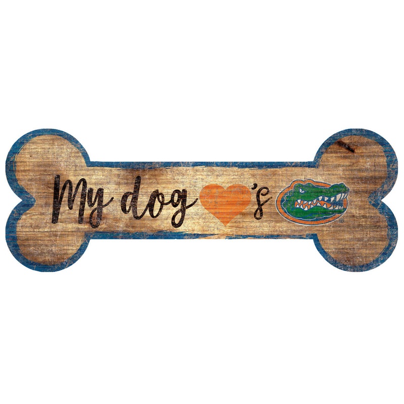 Fan Creations Florida Gators Dog Bone Shape Wood Sign 6×12