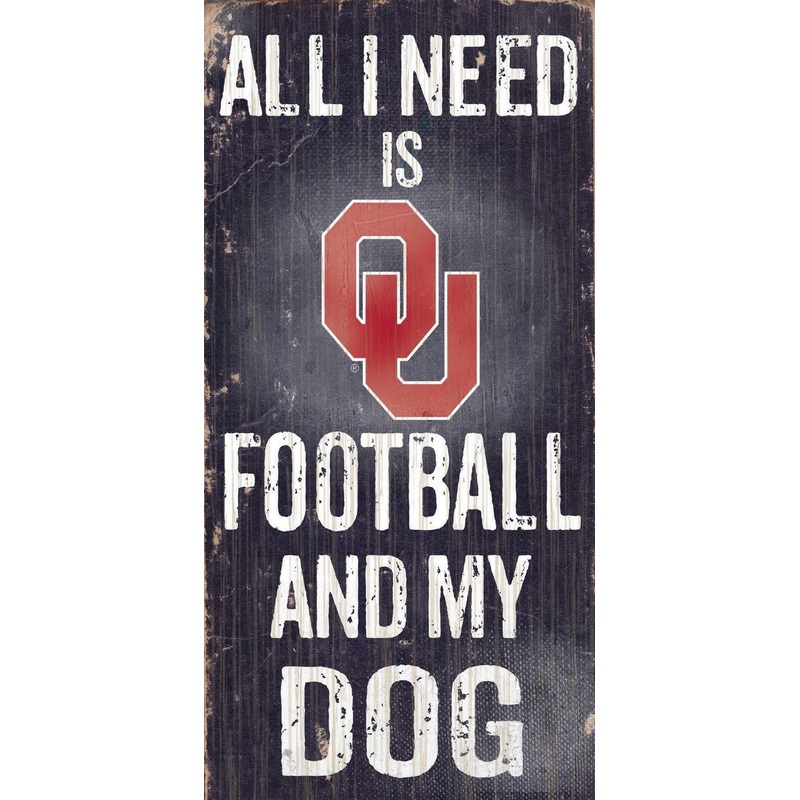 Fan Creations Oklahoma Sooners Football and Dog Sign Wood 6×12