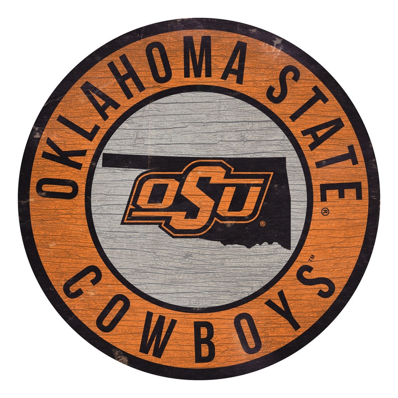 Fan Creations Oklahoma State Cowboys 12 Inch Round State Design Wood Sign