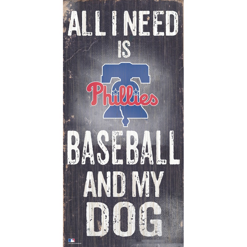Fan Creations Philadelphia Phillies Baseball and Dog Design Wood Sign 6×12
