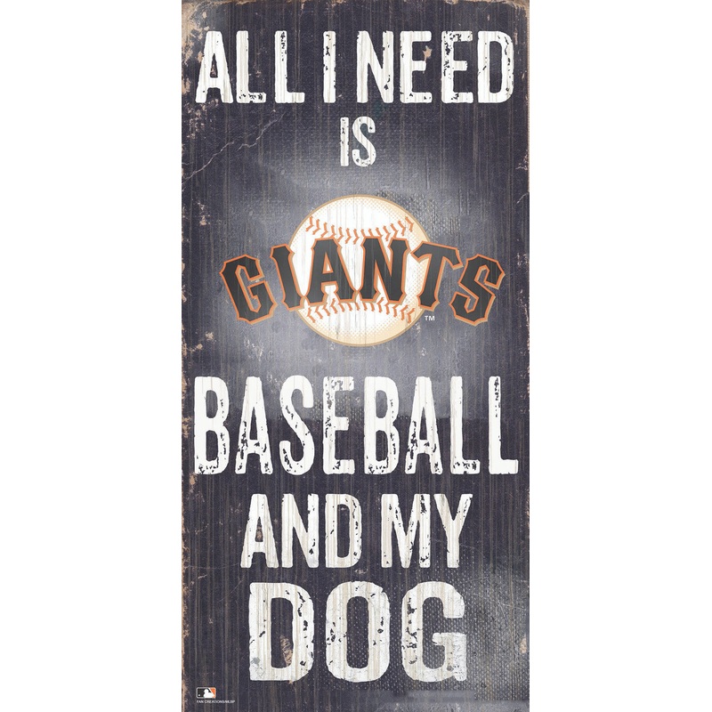 Fan Creations San Francisco Giants Baseball and Dog Design Wood Sign 6×12