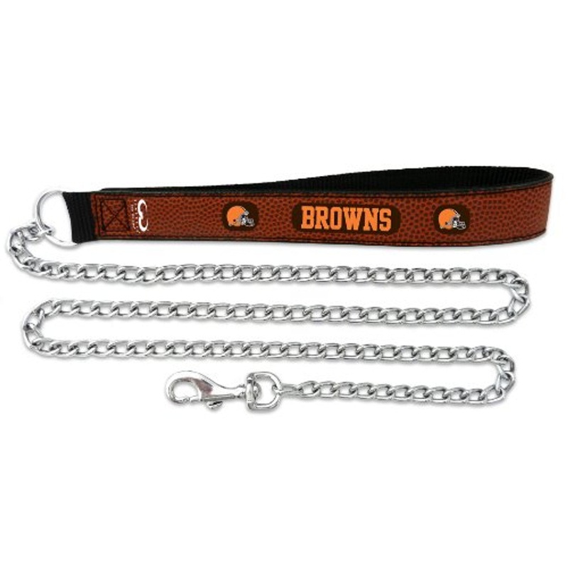 Gamewear Cleveland Browns Alternate Leather Chain Football Pet Leash Size Large