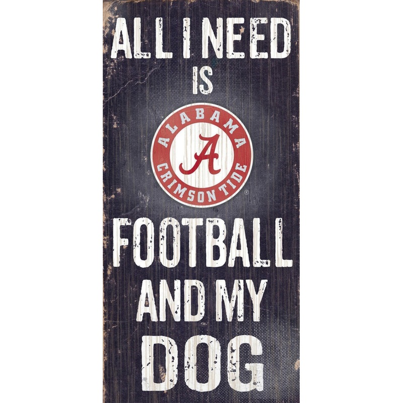 Fan Creations Alabama Crimson Tide Football and Dog Wood Sign 6×12