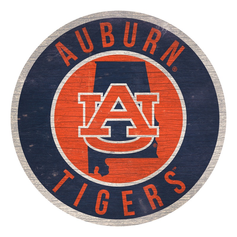 Fan Creations Auburn Tigers 12 Inch Round State Design Wood Sign