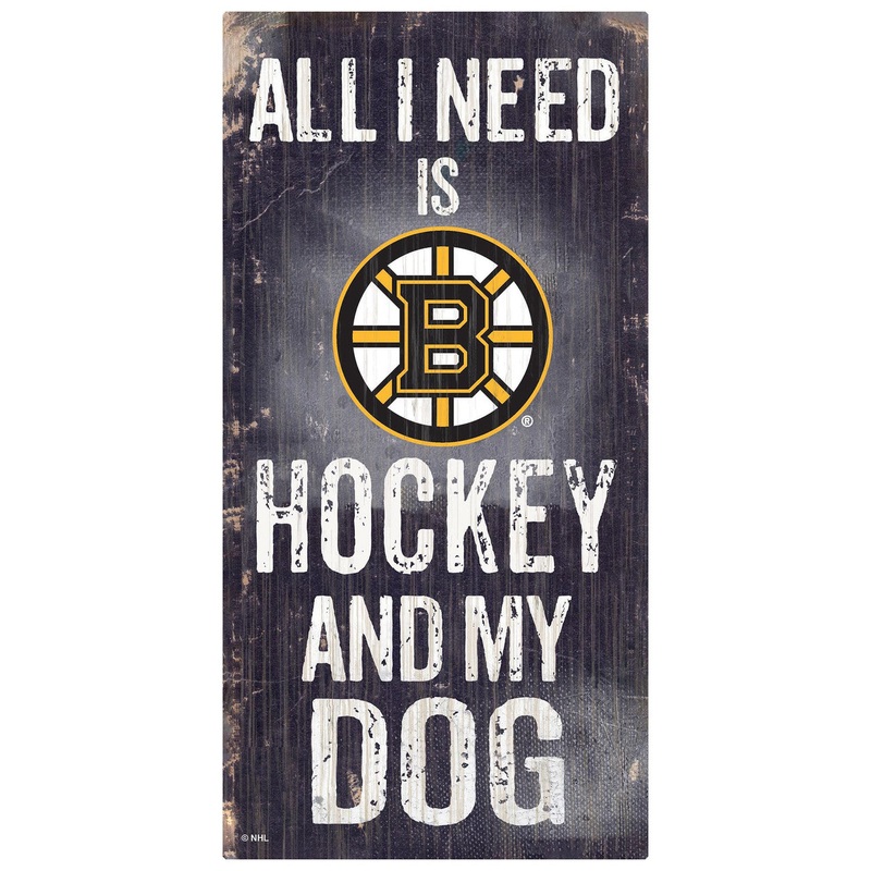 Fan Creations Boston Bruins Hockey and Dog Wood Sign 6×12